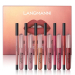 LANGMANNI uus 6+6 huulel&auml;ige huulejoone pliiatsi kombinatsioon 12 komplekti udu matte matte huule huule hiilgav kinkekarp 6pcs