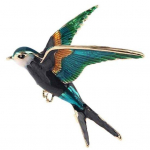 Naiste p&auml;&auml;sukeselinnu emailitud loomapross, rinnam&auml;rk, ehete aksessuaar roheline