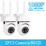 200 W 5 GHz ja 2,4 GHz Wi-Fi IP-kaamera HD 1080P IR t&auml;isv&auml;rviline &ouml;&ouml;n&auml;gemise turvalisus v&auml;litingimustes traadita seirekaamera AI inimese j&auml;lgimine (1/2/4 tk) 2PCS EU plug valge