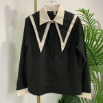 Uus prantsuse naiste s&auml;rgi lapiga disainiga naiste pikkade varrukatega pluus avar ja mitmek&uuml;lgne mullivarrukatega kardigantop L