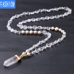 Loodusliku energiaga ebaregulaarne kristallsammas pikk k&ouml;is punutud amet&uuml;st must turmaliin Hailanbao Boutique ripats kaelakee white crystal
