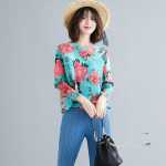 Naiste pluus Kevadine Retro Hiina Tuul Plisseeritud Topid Elegantsed Lilled Kardigan Lahtine &otilde;huke Hongkongi Kerge pluus Riietus M sinine