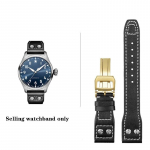 Kvaliteetne ehtsast nahast neetidega kellarihm 21 mm 22 mm, sobib IWC Big Pilot Spitfire TOP GUN jaoks pruunist sinisest veisenahast kellarihmad Black-gold 22mm
