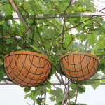 Kookoskoorest rippuvad istutusmasinad lillepotid, 2 kihti must kett, vastupidav dekoratiivne riidepuu 21x9.5cm