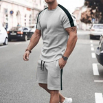 2 tk/komplekt Meeste T-s&auml;rk L&uuml;hikesed p&uuml;ksid Komplekt O Kaelus Kontrastv&auml;rv Kulumiskindel Elastne V&ouml;&ouml;koht Lahtised P&uuml;ksid Suvine Spordidress Spordiriided M