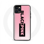 Coque pour Iphone 12 Blackpink Groupe de K-pop Logo Noir Rose Fond Rose