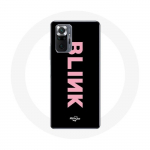 Coque pour Xiaomi Redmi Note 10 Pro Blink Fandom Blackpink Logo Rose Fond Noir