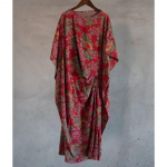 Johnature naiste vintage ebaregulaarsed kleidid O-kaelusega varrukateta lilledega r&uuml;&uuml;d Suvine hiina stiilis naiste kleit One Size punane