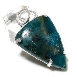 Natural Neon Blue Apatite Gemstone 925 Sterling Silver Pendant 1.89 v1c68