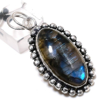 Natural Labradorite Gemstone Handmade 925 Sterling Silver Pendant 2.09 n9q88