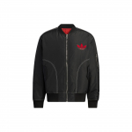 Adidas Originals Ristikujuline Ruuduline Logotr&uuml;kiga Kahepoolne T&otilde;mblukuga Puuvillane Jakk Meeste Jakid Must HY7276 S