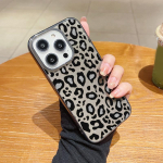 iPhone 15 14 Pro Max 13 12 Mini 11 Shell Glitter Silikoon Leopard Marmorist mustriga Pehme p&otilde;rutuskindel &otilde;huke telefoni&uuml;mbris jaoks iPhone 15 valge/hall