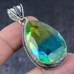 Natural Bi-Color Tourmaline Handmade 925 Sterling Silver Gift Pendant 2.21 o9s58