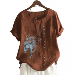 Moodne naiste puuvillane T-s&auml;rk pilkup&uuml;&uuml;dva tr&uuml;kikujunduse ja n&ouml;&ouml;pide esilet&otilde;stmisega S kohv