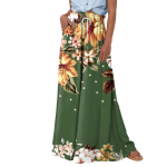 Naiste k&otilde;rge v&ouml;&ouml;kohaga laia s&auml;&auml;rega p&uuml;ksid suvised vabaaja p&uuml;ksid Flowy Palazzo p&uuml;ksid lillemustriga rannap&uuml;ksid taskuga L