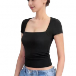 Naiste T-s&auml;rk, kandiline krae, l&uuml;hikeste varrukatega pullover, Slim Fit &uuml;hev&auml;rviline T-s&auml;rk T&auml;navar&otilde;ivad S kohv