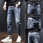 Kevadised meeste teksad Slim V&auml;ikesed sirged p&uuml;ksid Meeste elastsed pikad p&uuml;ksid 28 sinine