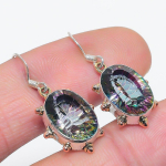 Looduslik Mystic Topaz V&auml;&auml;riskivi 925 Sterling H&otilde;be Kingitus K&otilde;rvar&otilde;ngas 1.50 L9I10