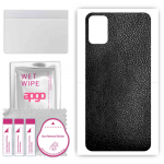 apgo Protective Skin Sticker for the back compatible with TCL A3X, Wrap Film, Foil, Vinyl - Pattern Black Leather