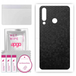 apgo Protective Skin Sticker for the back compatible with LG W30 Pro, Wrap Film, Foil, Vinyl - Pattern Black Honeycomb