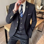 Kvaliteetne meeste pulma&uuml;likond (&uuml;likond + vest + p&uuml;ksid) Mood, &auml;ri-professionaalne &uuml;likond parima mehe peigmehe pulmadeks, 3-osaline komplekt XXXXXL must