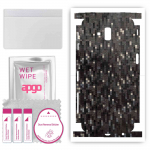 apgo Protective Skin Sticker for the back+sides compatible with Samsung Galaxy J6 Plus, Full Wrap Film, Foil, Vinyl - Pattern Carbon Black Pixel