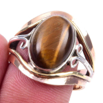 Naturaalne tiigrisilm Kivist K&auml;sit&ouml;&ouml; 925 Sterling H&otilde;be Kahev&auml;rviline S&otilde;rmus S.8 y8k87 black