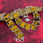 Tiger's Eye 925 t&auml;ish&otilde;bedast v&auml;&auml;riskivide ehted, k&auml;sitsi valmistatud kaelakee ja k&auml;ev&otilde;ru ehete komplekt naistele, uhke antiiksete ehete komplekt talle Adjustable With 8"-18"