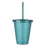 1 tk Summer Creative Water Cup Sequin Glitter Straw Cup Plastic Multi-Specification Straw Design Mugav p&otilde;hutops 500ml valge