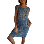 Naiste suures suuruses puuvillased linased kleidid Lilletr&uuml;kiga Vintage l&uuml;hikeste varrukatega suvine minikleit L