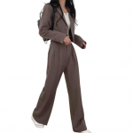 2 tk/komplekt naiste komplekt rev &Uuml;herealine jope lai kardigan pikkade varrukatega mantel P&uuml;ksid jalg k&otilde;rge v&ouml;&ouml;koht 3XL must