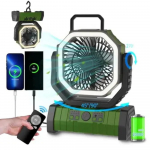 20000mAh USB-laetav matkaventilaator kaasaskantavad &otilde;huringluspumbad juhtmevabad ventilaatorid 270 &deg; peaga p&ouml;&ouml;rlev telgiventilaator konksuga 20000mAh