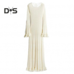 S&uuml;gis Kevad Naiste &Otilde;htukleit R&uuml;&uuml;sidega Laine&auml;&auml;rega O-kaelusega V-kujulise seljaosaga Slim Fit Pikk Pikkade kellukakujuliste varrukatega &Uuml;hev&auml;rviline T&auml;ispikk Elastne Ballikleit Maksikleit S