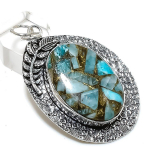 Copper Amazonite Gemstone Handmade 925 Sterling Silver Gift Pendant 2.40 t7i67