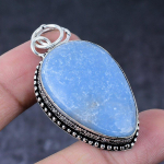 Angelite Stone Gemstone Handmade 925 Sterling Silver Jewelry Pendant 2.17 d3q24