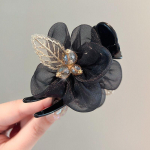 &Otilde;rn Velvet Bow Bun Juukseklamber Suur esmaklassiline juukseklamber French Pearl Back juukseklamber