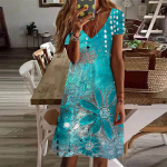 Suvemood naiste V kaelusega l&uuml;hikeste varrukatega Punane kr&uuml;santeemiga tr&uuml;kitud kleit Sekskleit XS punane