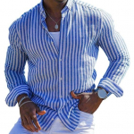 Kevadine Meeste Kleit S&auml;rk Rev&auml;&auml;r Pikad Varrukad &Uuml;herealine Keskpikkus Slim Fit N&ouml;&ouml;bid Kardigan Hawaii Style Puhkuse Rannatopp XXXL sinine