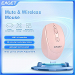 EAGET 2.4G juhtmevaba hiir, ergonoomiline kaasaskantav roosa h&auml;&auml;letu hiir USB-vastuv&otilde;tjaga, kerge 60g plastik, PC/s&uuml;learvuti/iPad jaoks kodukontoris kasutamiseks
