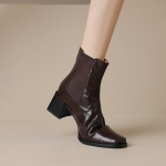 Krazing Pot Lambanahk Ruudukujuline varvas Talvine Medi Kontsad Chelsea Saapad Naiste T&otilde;mblukk Retromood Vaba aeg Poolsaapad 34 must