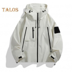 Meeste naiste tuulejakk veekindel p&uuml;stkraega kapuutsiga jakk T&otilde;mblukuga taskutega v&auml;lismantel matkamiseks ronimisspordiks M elevandiluuvalge