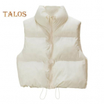 Talvine naiste vest mantel, paksendatud polsterdatud t&otilde;mblukuga, p&uuml;stkrae, varrukateta vest, &uuml;hev&auml;rviline tuulekindel kuumust hoidev sulemantel v&auml;ljas M kohv