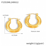 Kerge luksus Prantsuse Hepburn Titanium Steel Twist paksud k&otilde;rvar&otilde;ngad Retro minimalistliku disainiga Moodsad r&otilde;ngask&otilde;rvar&otilde;ngad naistele