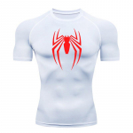 Suvejooksu T-s&auml;rk Meeste l&uuml;hikeste varrukatega kompressioons&auml;rk J&otilde;usaali sporditopp valge ja must Quick Dry hingav MMA Fitness riietus L