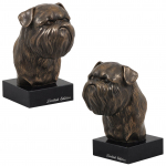 Griffon Bruxellois, Brussels Griffon - Dog statue, bust on stone base, sculpture, trophy for dog show by Art-Dog brand