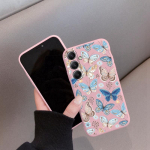 Liblikamustriga pehme silikoon&uuml;mbris Xiaomi Redmi Note 13 14C Samsung A55 S24 A06 iPhone Huawei Honor Realme kaamerale kaitsev p&otilde;rutuskindel kate Samsung Galaxy S9 Plus sinine