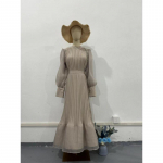 Euroopa ja Ameerika temperamendiga kerge k&uuml;pses stiilis naiste kevadine uus kleit, pikk plisseeritud seelik S burgundiapunane