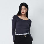 Eemaldage No Bra Wear Deep U Neck Long Sleeve Easy Bra Tie Deep U-neck Blue M