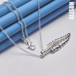 925 h&otilde;bedast sulgedest ripatsiga kaelakee Moodsad pulmaehted O-45CM