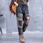 Tikanditega teksad Naiste teksad Retro Kirjanduslik Polsterdatud Naiste K&otilde;rge V&ouml;&ouml;kohaga Soojad Lahtised Vabaaja Teksad Kevad S&uuml;gis Pluss Suurus S sinine